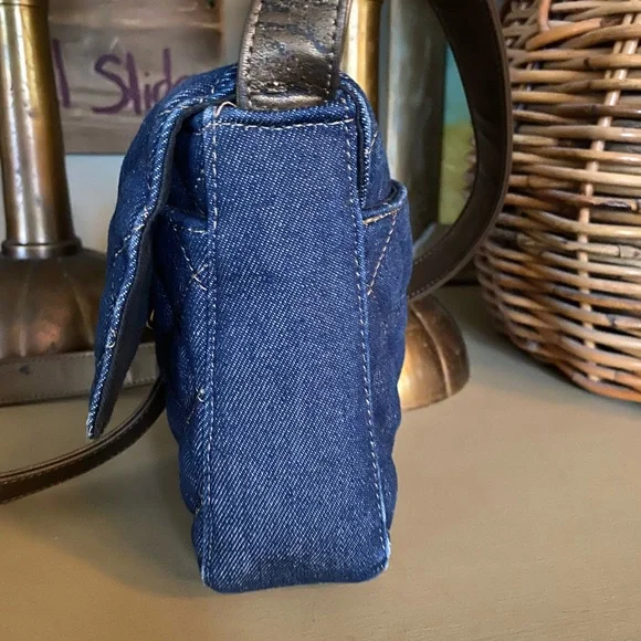 Blue Quilted Denim Crossbody Bag - Picture 3 of 11